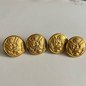 Gold Military WWII Style Service Lapel Pin & Buttons